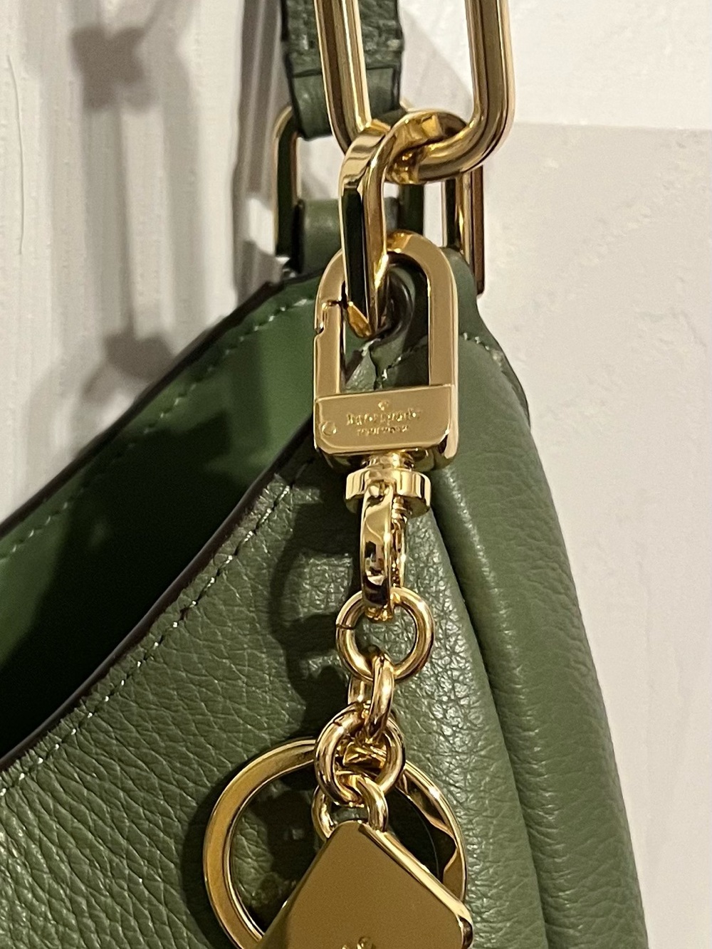 kate spade Olive Green Pebbled Leather Shoulder Bag with Gold Hardware - Picture 4 of 7